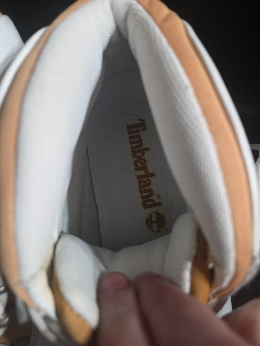 Timberland Hiking Boots White Tan Leather Size 7.5 - Used